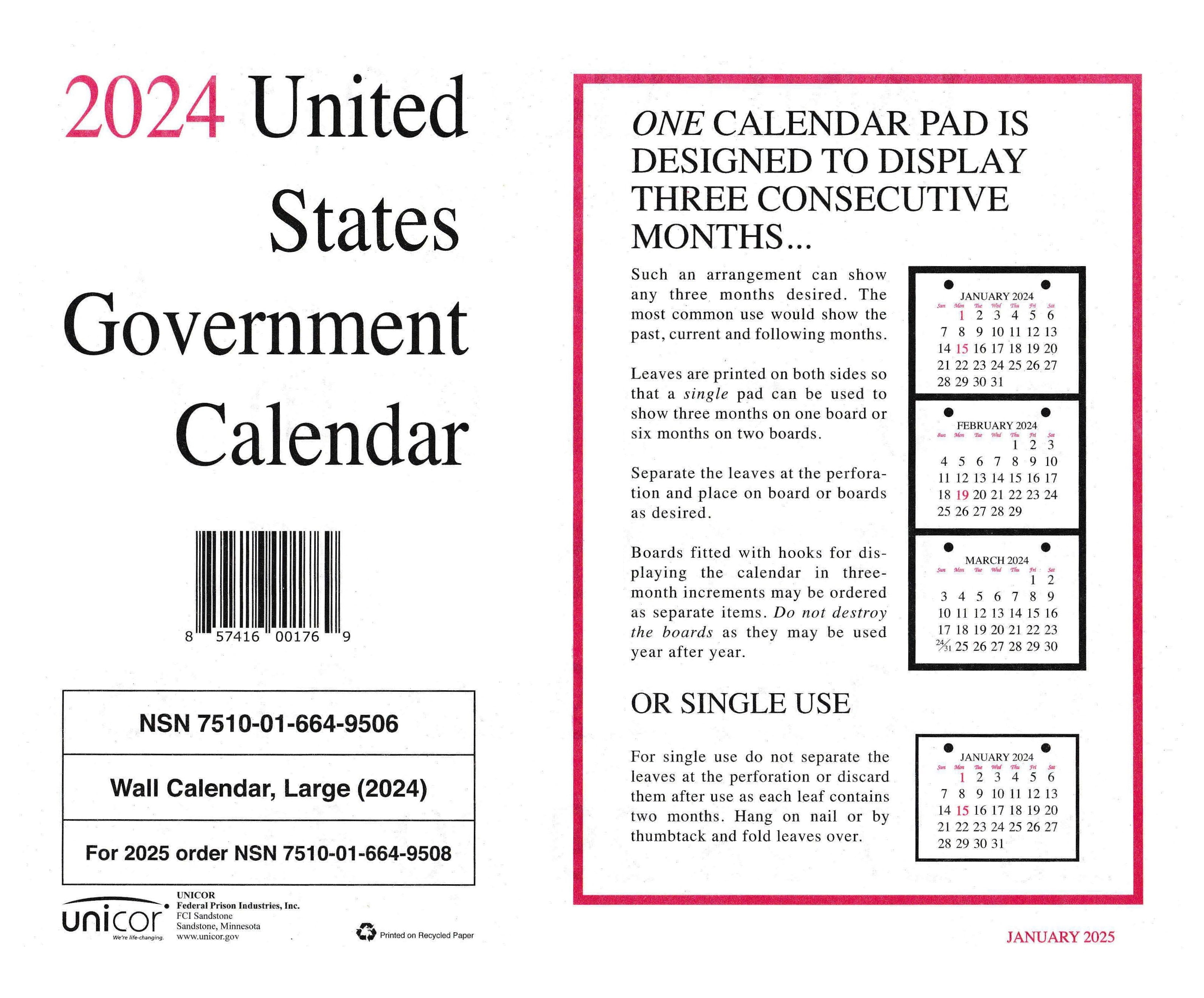 unicor-2024-us-government-wall-calendar-qty-1-single-calendar-walmart
