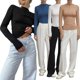 thumbnail image 2 of Basic Long Sleeve Tops Fitted Crew Neck T Shirts for Women Versatile Going Out Tops and Trendy Tees White L, 2 of 4