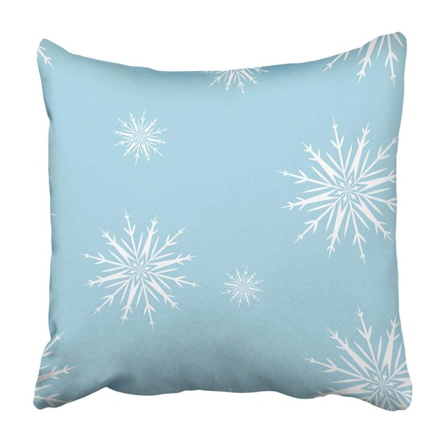 Funda de almohada ABPHQTO Copos de Nieve de Dibujos Animados Azul Claro y Blanco 40x40 cm