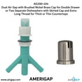 thumbnail image 6 of Dual Air Gap with Brushed Nickel Brass Cap for Double Drawer or Two Separate Dishwashers with Skirted Cap and Extra Long Thread for Thick or Thin Countertops (AG200-104, AG200-X04, AMERIGAP), 6 of 9