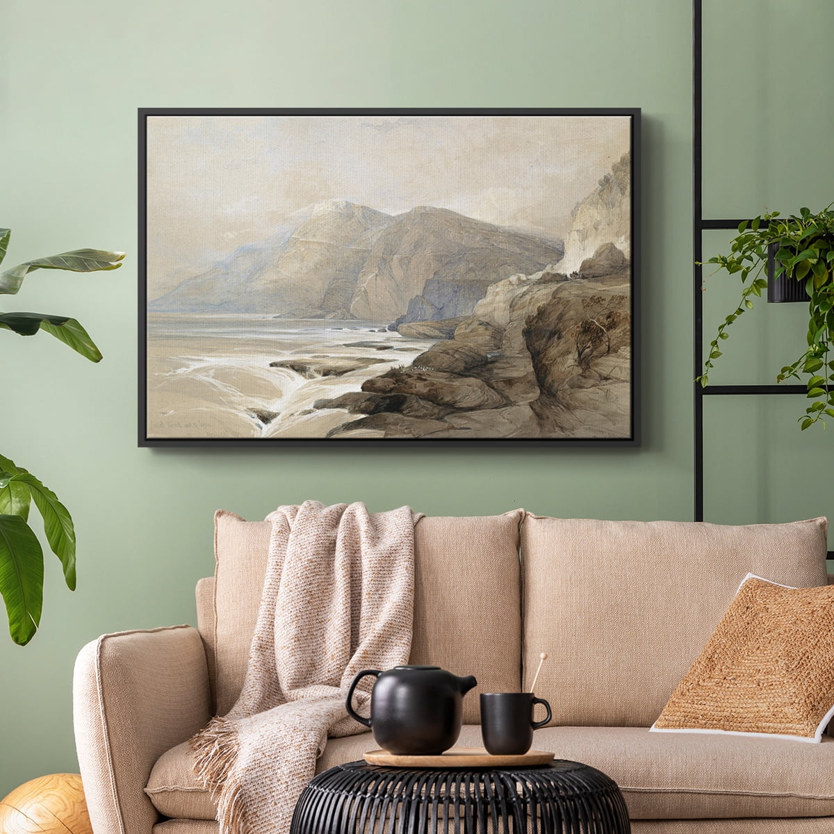 Vintage Landscape-MXV By Wexford Home Framed in Black Wood Gallery Wrapped Canvas 25 in. x 37 in.