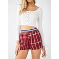 thumbnail image 2 of JYYYBF Women Soft Pajama Shorts Comfy Plaid Print Elastic High Waist Lounge Pants Stretch Sleep Pj Bottoms for Sleepwear, 2 of 8