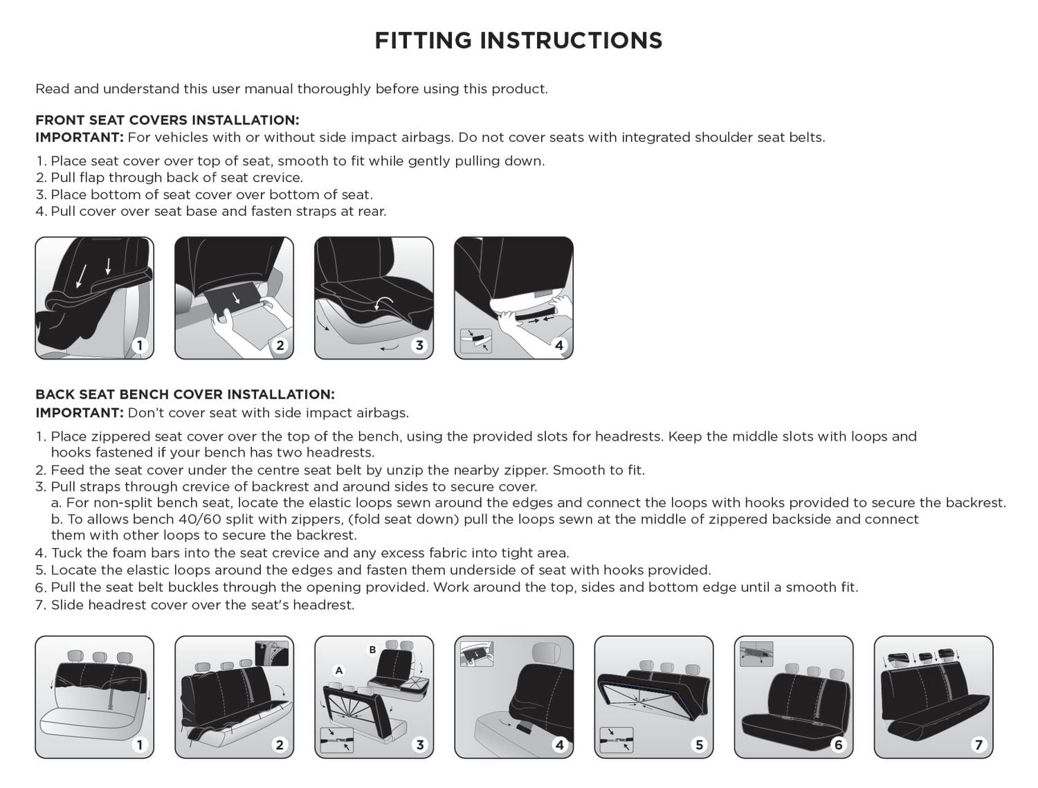 AUTO DRIVE 3-PIECE Jacquard Car Seat Cover Full Set For Front and Rear Seat Universal Fit