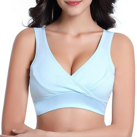 Pavied Wireless Bras Seamless Bras Cotton Bras Women s Vest No Steel Ring Nursing Cotton Underwear Comfortable Sleeping Bra Full Coverage Bras Womens Bras Blue XL