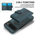 thumbnail image 3 of ELEHOLD Case for Google Pixel 9A, 2-in-1 Magnetic Shockproof Leather Wallet Flip Case Cover, Detachable Card Holder with Stand,Blue, 3 of 5