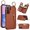 Brown, variant on Wallet Case for Samsung Galaxy S25, Card Holder Slots & Cash Holder Zipper Pocket Handbag Case Magnetic Closure Kickstand Shockproof Back Flip Case Ring Grip for Women Men, Jujube Red