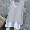 thumbnail image 3 of Jxximdong Tshirts for Women Women'S Solid Color Loose Plus Size Short Sleeve Texture Dress Shirt Gray Summer Tops L, 3 of 3