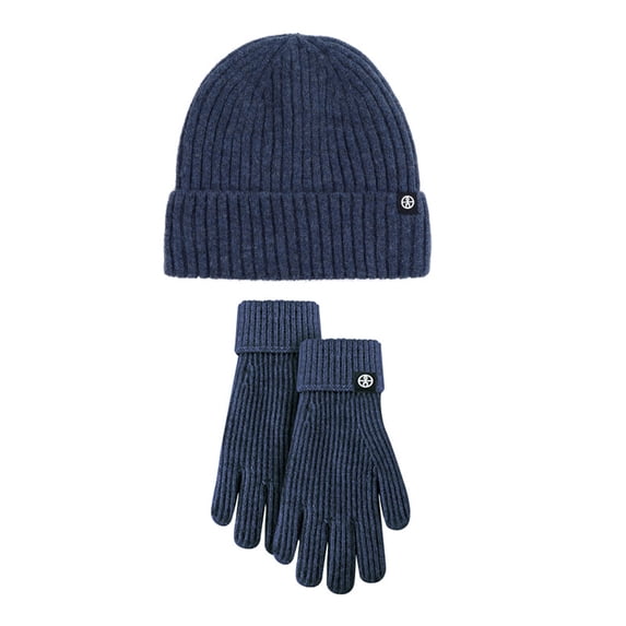 Winter Warm Beanie Hat Touchscreen Gloves Set