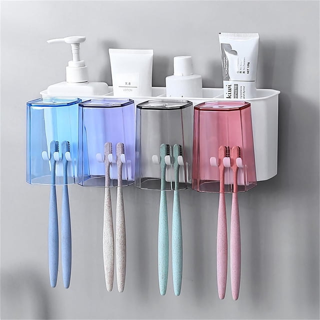 Cqxid Rack Under $10 Wall Mounted Convenience Toothbrush Holder Toothpaste Stand With Super Sticky Pads For Bathroom New
