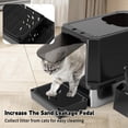 thumbnail image 6 of Enclosed Cat Litter Box: All Black Stainless Steel - Odor-Resistant & High-Sided - Teflon Non-Stick Coating for Quick Cleaning - Large Top-Exit Pan for Modern Homes Balcony, 6 of 15
