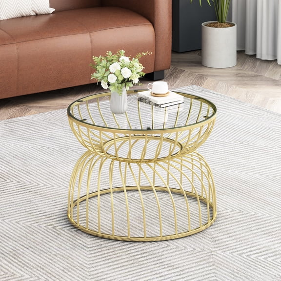 Gold Metal and Glass Combo - Sturdy Structure - Patio Area - Place Outdoor Items