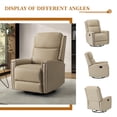 thumbnail image 6 of Genuine Leather Swivel Rocker Recliner,Push Back Chair with Adjustable Backrest Footrest, Modern Home Theater Lounge Sofa Armchair for Living Room Bedroom Beige, 6 of 9