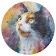 thumbnail image 2 of Round Placemats Plate Mats 15 Inch Non-Slip Heat Resistant Washable PVC Set Table Decoration for Kitchen Dining Watercolor Calico Cat, 2 of 5