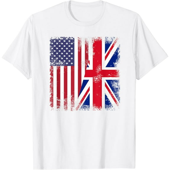 Half British UK Flag | Vintage United Kingdom USA Gift T-Shirt