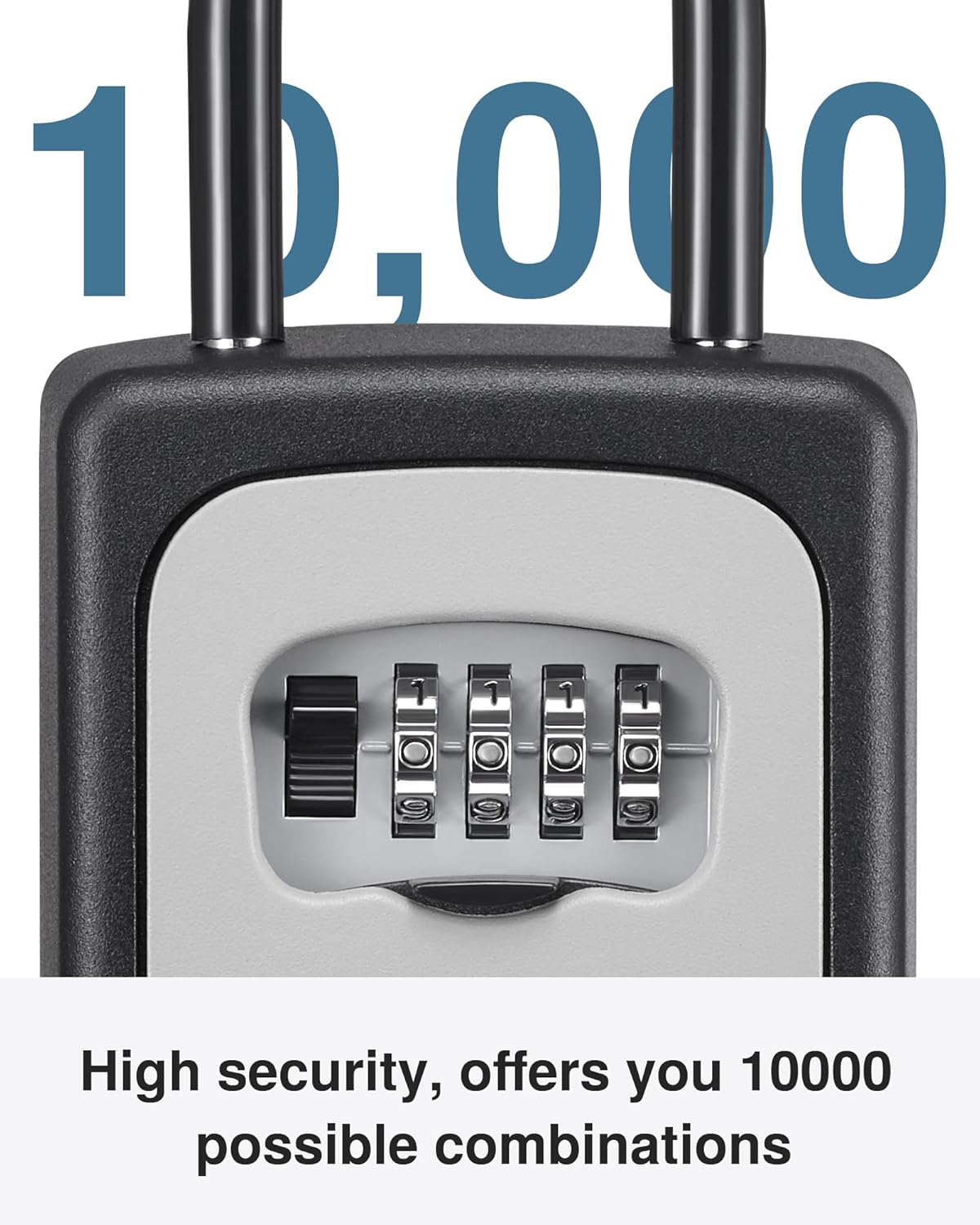 Large Key Lock Box Resettable Combination Code Lockbox Portable Wall Mount Security Safe Box for Outdoor Home Office Door Handle Gray (4 Pack)