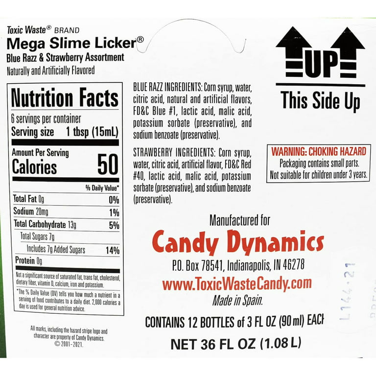 Slime Licker MEGA Size - 3-Pack of Sour Rolling Liquid Candy - ONE