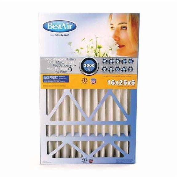 Bestair Pro AirCleaner Filter,MERV13,25x16x5",PK2 CB1625-13C