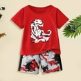 thumbnail image 2 of Toddler Boys Outfit Sets Cartoon Dinosaur Prints Short Sleeved T-Shirt Tops And Shorts Set Summer Fashion Outdoor Wear Outfit Sets，2Piece，5 -6 Years, 2 of 4