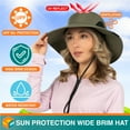 thumbnail image 4 of SUN CUBE Wide Brim Sun Hat Men Women, Mens Fishing Hats Sun UV Protection, Womens Hiking Bucket Hat, Outdoor Summer Safari Beach Boonie, Camping Unisex UPF 50+ Olive, 4 of 8