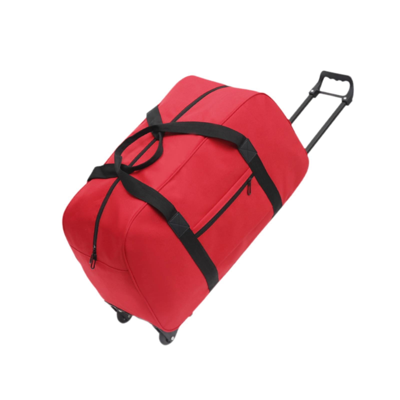 Wzmzjy Wheeled Duffel Bag Suitcase Telescoping Handle Handbag Men Women Multifunctional red