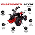 thumbnail image 2 of Mini Cuatrimoto ATV07 Rojo con Negro Motor 49cc Encendido Electrico, 2 of 4