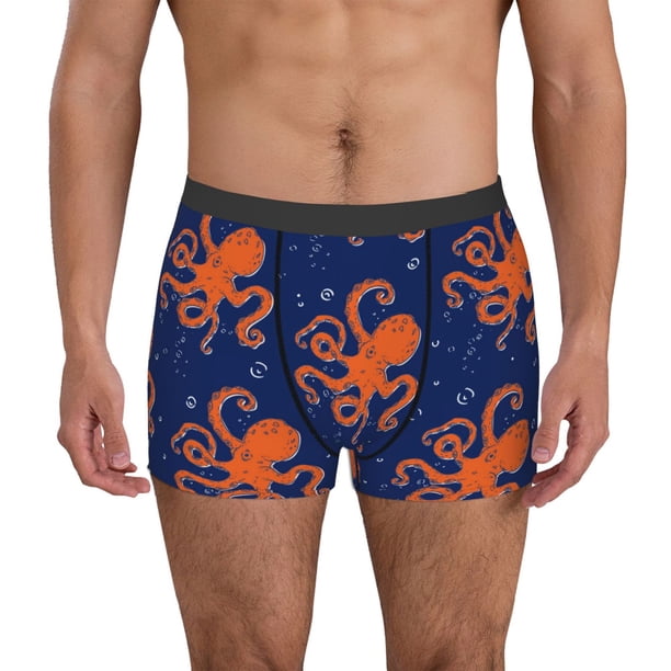 Balery Octopus Calzoncillos bóxer para hombre, ropa interior de algodón suave y transpirable con cinturilla de nailon-Small