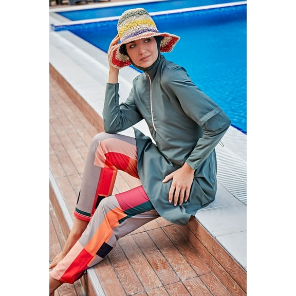 Woven Khaki Burkini Modest Swimwear M2279  USA