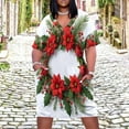 thumbnail image 2 of Christmas Wreath Red Floral Arrangement Loose Pocket Dress Dresses Summer Summer Dresses for Women, 2 of 9