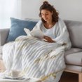 thumbnail image 3 of Modern White Gold Throw Blanket, Flannel Fleece Blanket with Striped Design for Couch, Abstract Marble Geometric Soft Breathable All Season Plush Blankets for Loveseat Sofa Bed 60"x80", 3 of 9