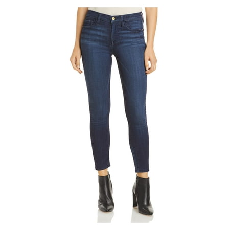 FRAME Womens Navy Zippered Pocketed Skinny Jeans 24
