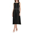thumbnail image 2 of INSPIRE CHIC Vestido sin mangas A-Line con contraste para trabajar, vestido de cóctel ajustado y acampanado 2XL Negro, 2 of 5