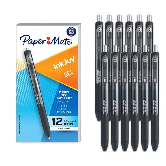 Paper Mate InkJoy Gel Pen, Fine Point, Black, Box of 12