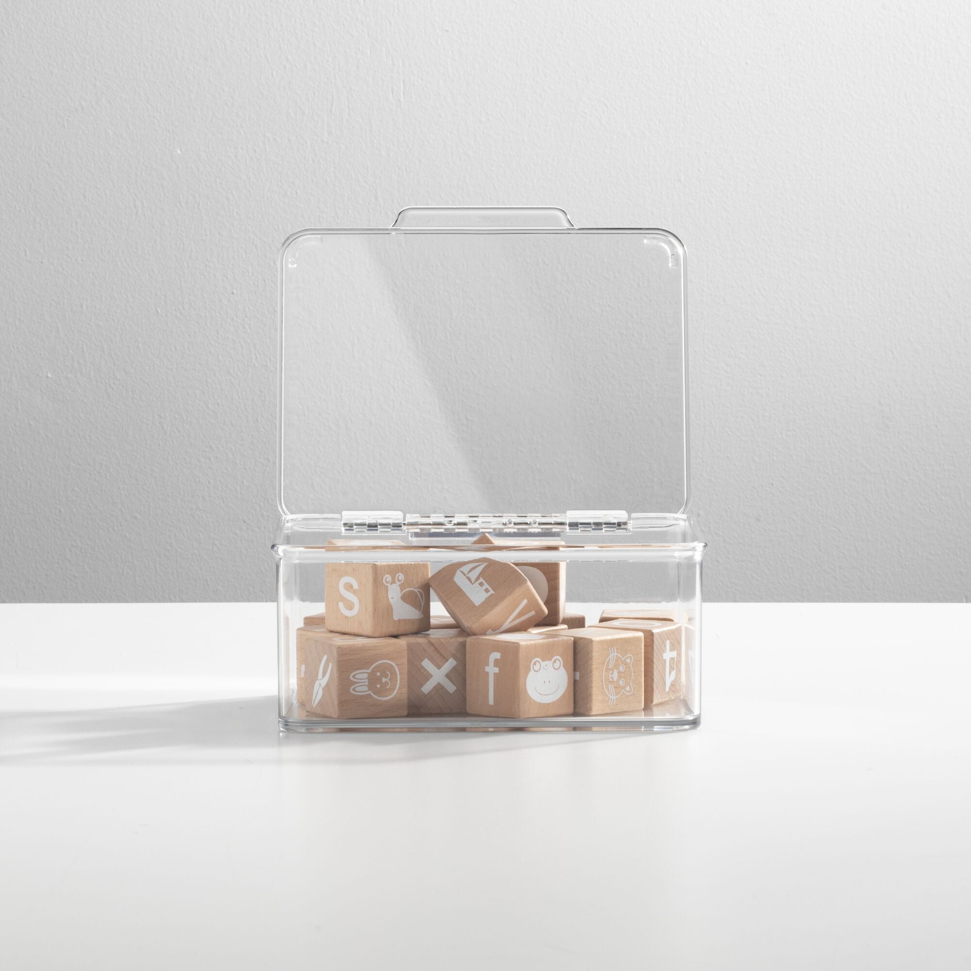 mDesign Plastic Playroom/Gaming Storage Organizer Box, Hinge Lid, 8 Pack, Clear