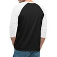 thumbnail image 5 of Men's Long Sleeve Round Neck Contrast Color Raglan Three Quarter Sleeve T-Shirt Top for Spring Fall Active Wear,Black,XL, 5 of 8