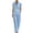 #0356-Blue, variant on Pounoo Women's Casual Linen Set V Neck Short Sleeve Top and Pants Loose Fit Comfortable for Vacation and Daily Wear Gift