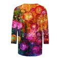 thumbnail image 5 of Women's Round Neck Blouse Dressy Casual Tops for Lady Flora Print Fashion 2024 Vintage 3/4 Sleeve Loose Fit Flowy Tunic Tops Summer Clothes for Teen Girls Spring Elegant Shirts Multicolor T Shirts XL, 5 of 5