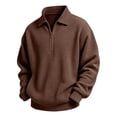 thumbnail image 2 of LOINRODI Boys Polo Quarter Zip Waffle Knit Sweater Lapel Fashion Long Sleeve Soft School Outdoor Pullover Brown 7 Years, 2 of 9