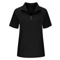 thumbnail image 6 of Giftesty Women Casual V-Neck Short Sleeve Solid Colour Zipper Pullover Blouse T-Shirt Tops Loose, 6 of 9