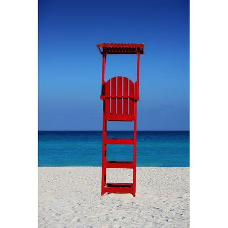 Buy Art For Less Caribbean Beach Lifeguard Stand by Jobe Waters Photographic Print on Wrapped Canvas