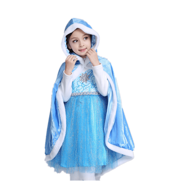 Cape Princesse Bleue – Hiver, Capuche, Polyester, 3-6 Ans, Pour Déguisement Anniversaire, Halloween