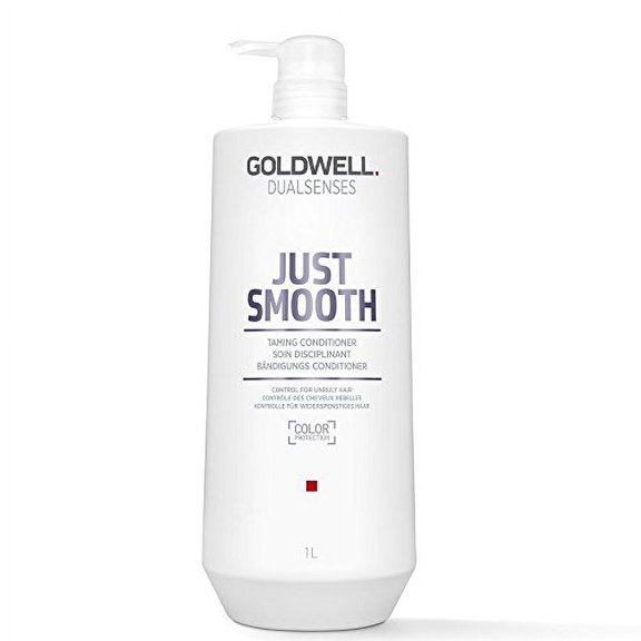 33.2 oz , Goldwell Dualsenses Just Smooth Taming Conditioner hair beauty, Pack of 1 w/ Sleekshop Pink Comb
