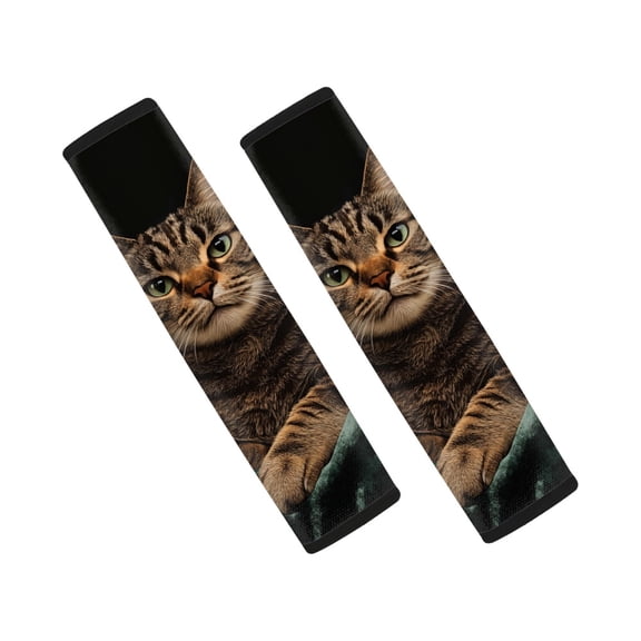 Chririnla Car Seat Belt Pads Soft Seat Belt Shoulder Pad Composite SBR Comfortable, Suitable for Cars SUV, Cat Pattern