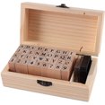 thumbnail image 1 of Wooden Rubber Stamp Set 36pcs Alphabet Rubber Stamp Craft Ink Stamp Seal Set With Wooden Storage Box, 1 of 5
