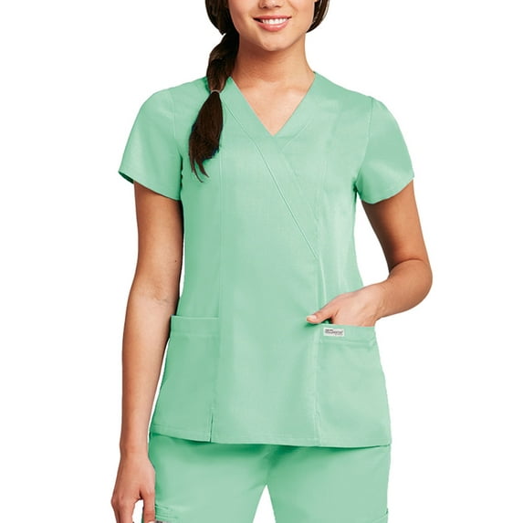 Grey's Anatomy 'Grey's Anatomy' Two Pocket Mock Wrap Top Scrub Top