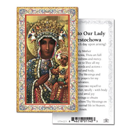 

Our Lady of Czestochowa Gold-Stamped Catholic Prayer Holy Card with Prayer on Back Pack of 100