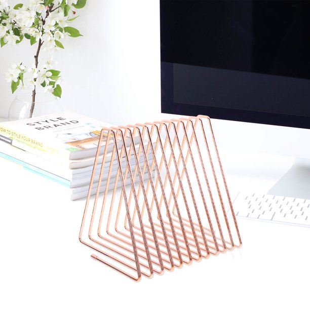 TABLETREANDS Soporte Metálico De Escritorio En Oro Rosa Para Archivos Y Libros Con Ajustable