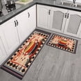 thumbnail image 3 of Coffee Farmhouse Plaid Kitchen Rugs and Mats Set Of 2,Kitchen Rugs Mats with Dirty Resistance,washable,water Proof,kitchen Rugs and Mats 17.7x24+17.7x48inch, 3 of 7