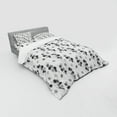 thumbnail image 3 of Grey Duvet Cover Set, Artisan Circle Shaped Leaf Foliage Branches with Sketchy Lines Strips on Background, Bedding Set with Shams and Fitted Sheet, 3 Sizes, by Ambesonne, 3 of 3