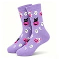 thumbnail image 2 of Halloween Socks, Breathable Soft Printed Crew Socks, Skeleton Pumpkin Witch Pattern, Funny Spooky Novelty Socks, Halloween Gift for Family & | TruHer,Purple Free Size, 2 of 5
