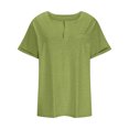 thumbnail image 5 of Pincandy Plus Size for Women Sexy-Neck Blouse Solid Casual Loose Summer Short Sleeve Blouse,Green,XL, 5 of 7